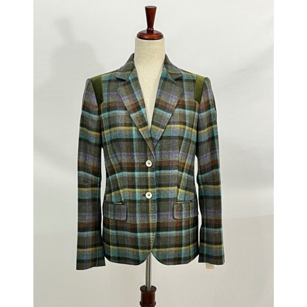 O'CONNELL'S Sz 4 Piper Tweed Plaid Bobbi Wool Jacket Blazer Olive NWT